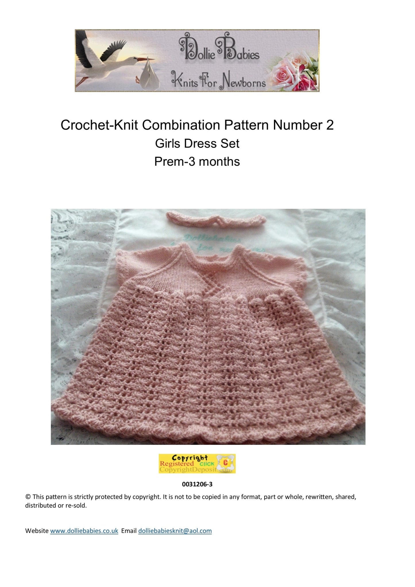 Printed Crochet and Knit Pattern 2 – Dress & Headband - DollieBabies