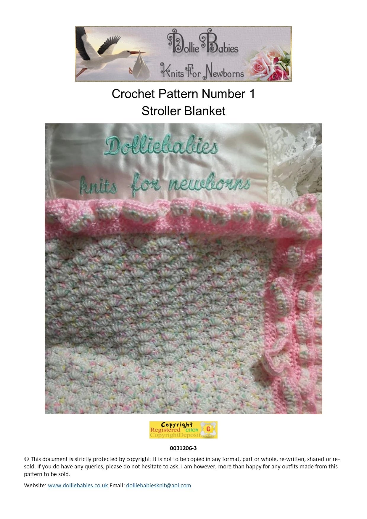 Printed Crochet Pattern 1 – Stroller Sized Blanket - DollieBabies