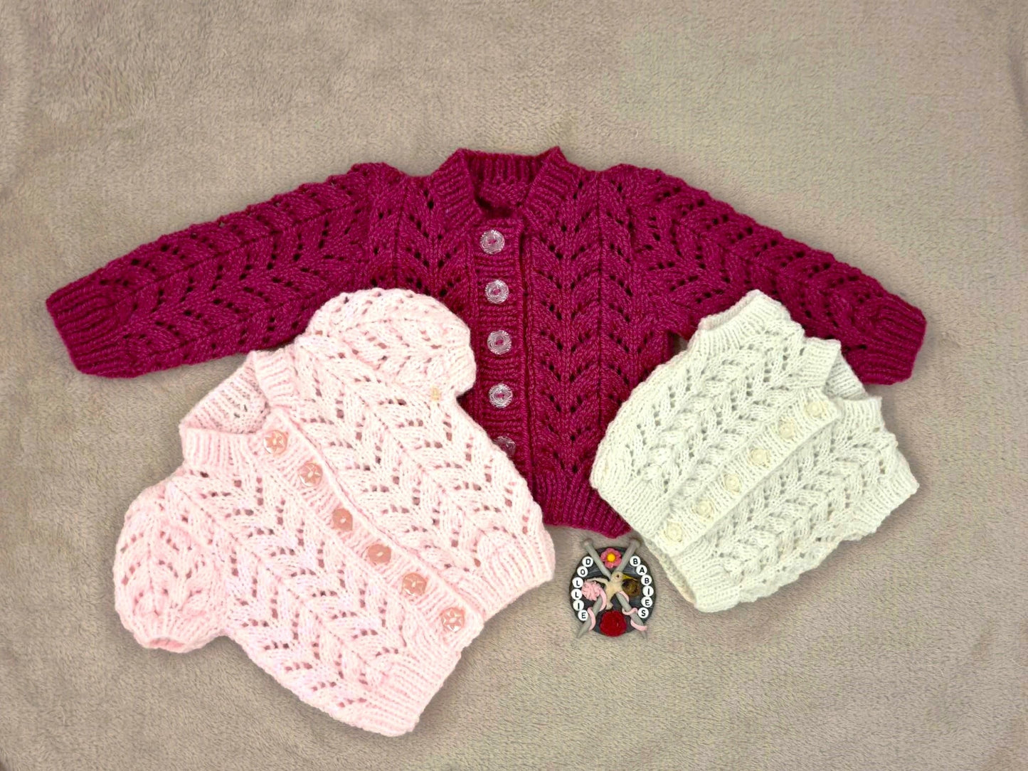 Printed Knitting Pattern 121 Girls Lacy Waistcoat & Cardigan - DollieBabies