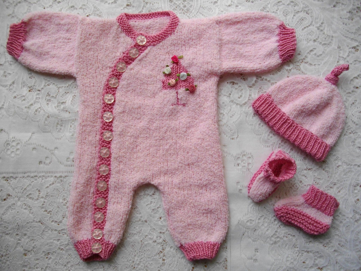 Printed Newborn Knit Pattern side fastening onesie