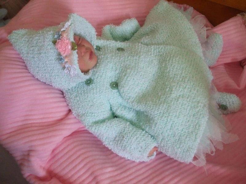 Printed Knit Pattern 17 - Double Breasted Hooded Baby Coat - DollieBabies