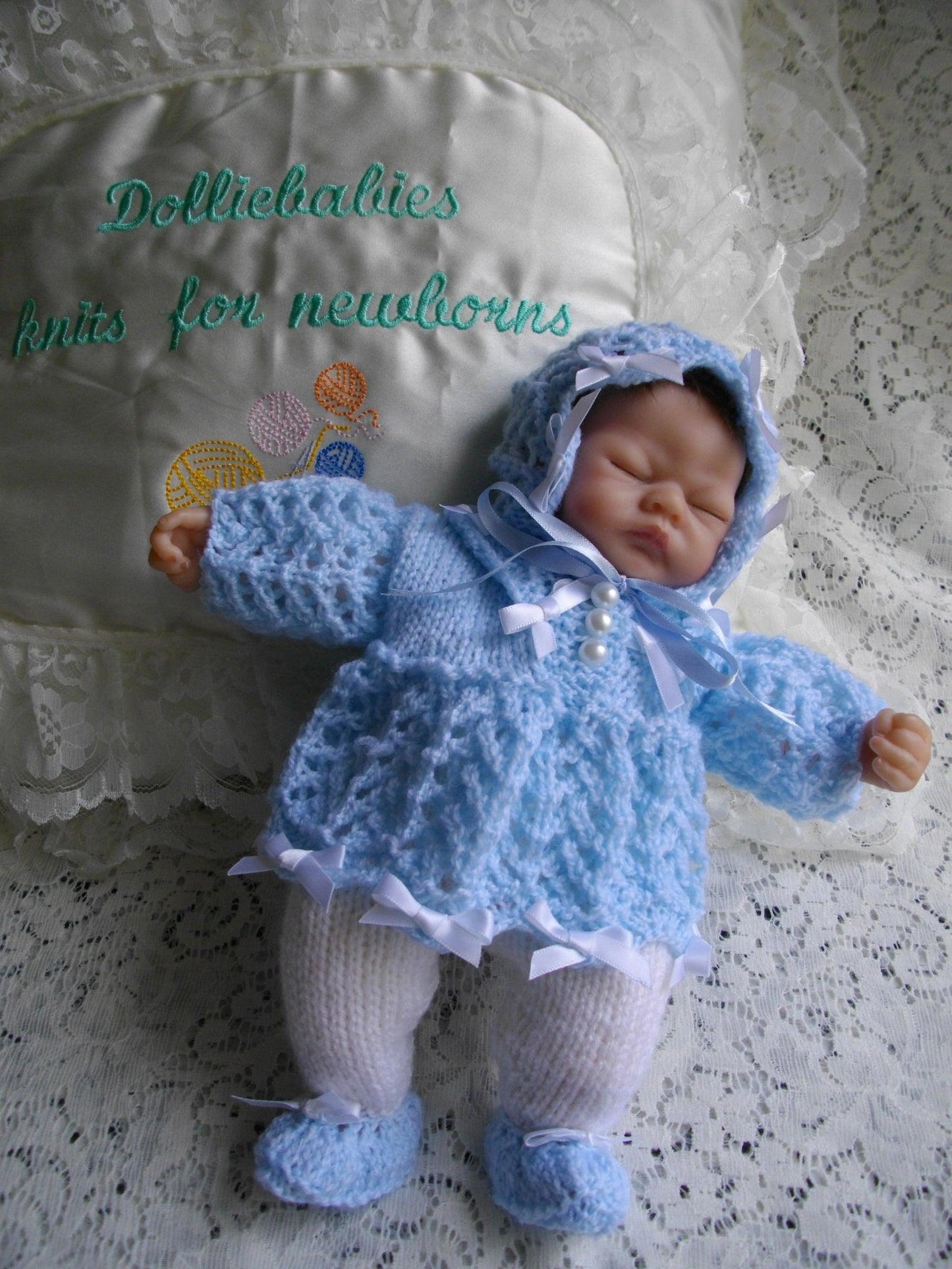 Reborn Doll Knitting Pattern 27 - 10 Inch Reborn Dress Set - DollieBabies
