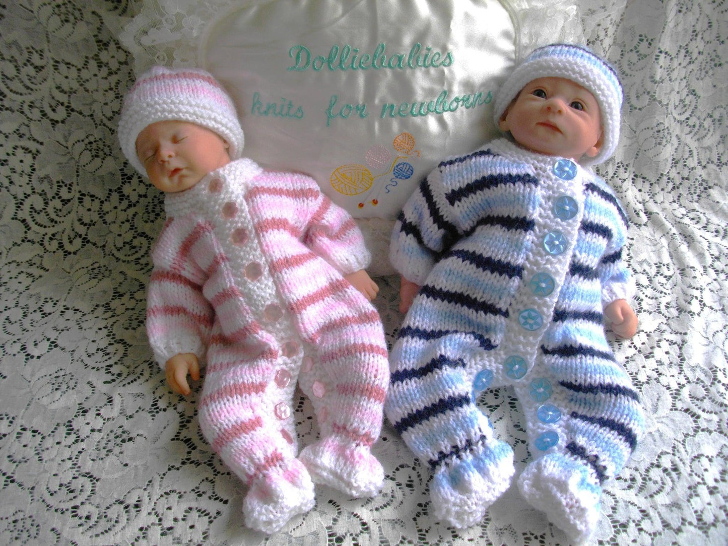 Reborn Doll Knitting Pattern 28 - Reborn Doll Onesie - DollieBabies