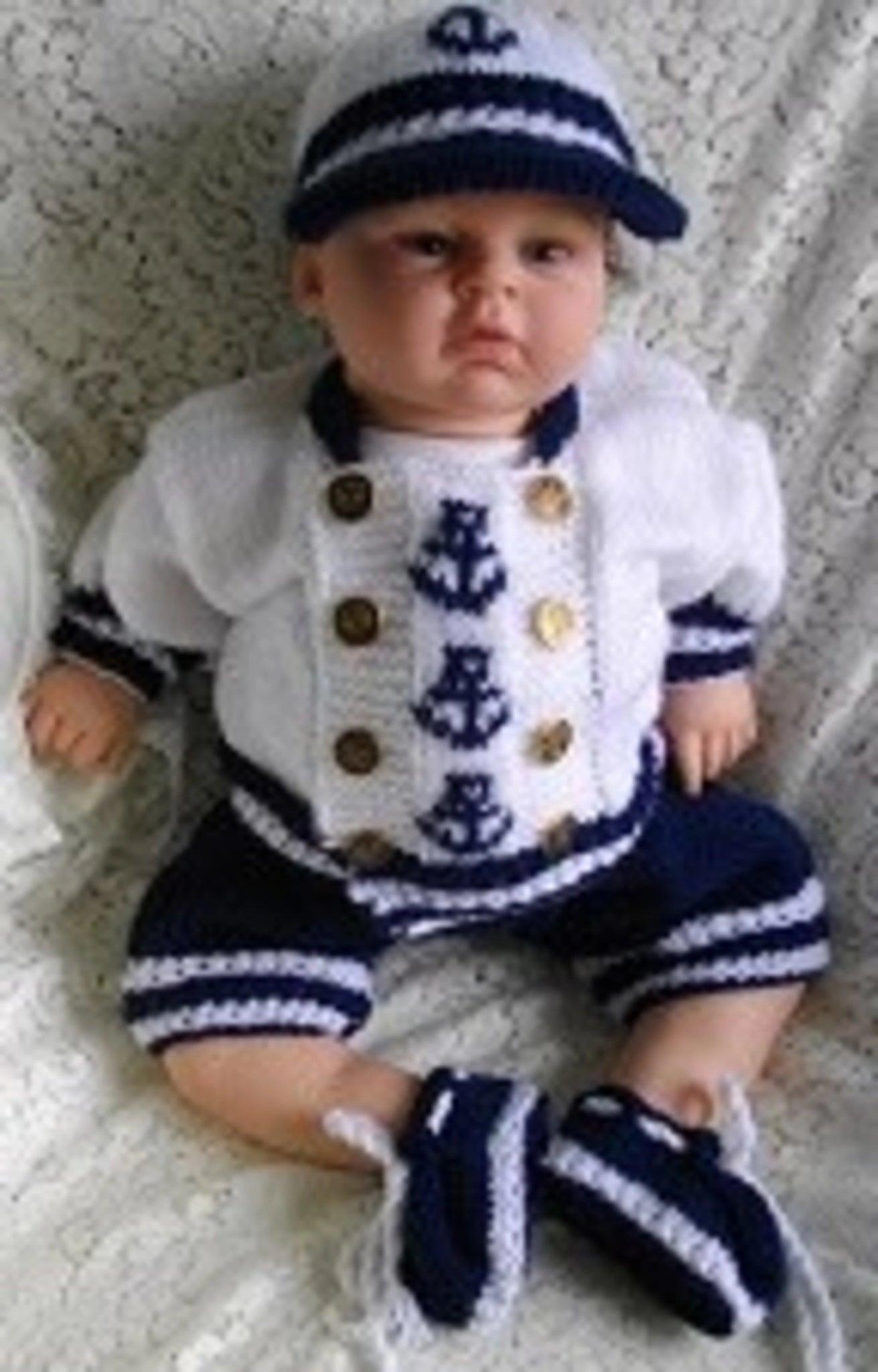 Printed Knitting Pattern 36 - Boys' Sailor Suit - DollieBabies