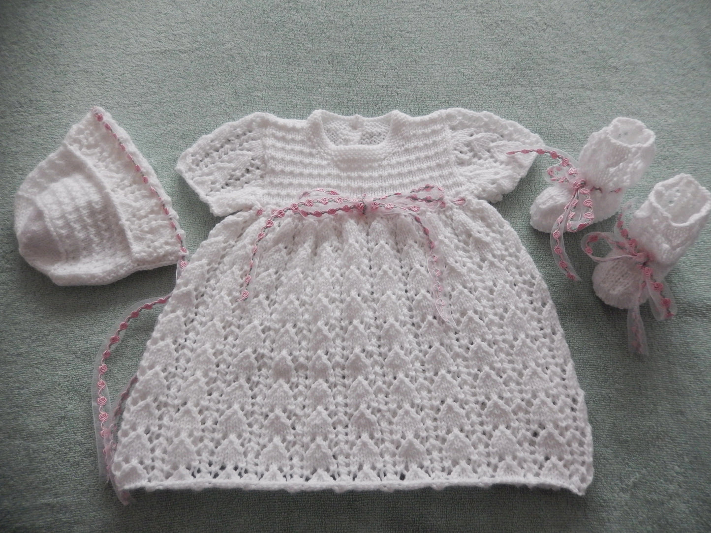 Printed Knitting Pattern 50 - Lacy Dress Set - DollieBabies