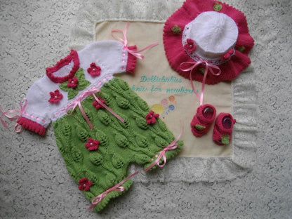 PRINTED Flower and Leaf Romper Knit Pattern 38