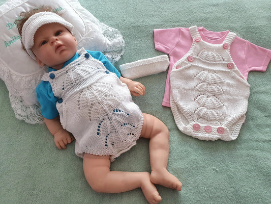 Printed Knitting Pattern 87 – Dungaree Style Bodysuit - DollieBabies