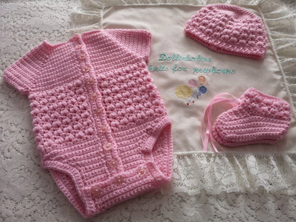 Ready Made Girl's 3-6 Months Crocheted Bodysuits - DollieBabies