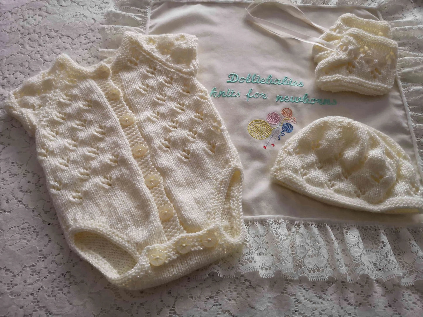 Ready Made Girl's 3-6 Months Crocheted Bodysuits - DollieBabies