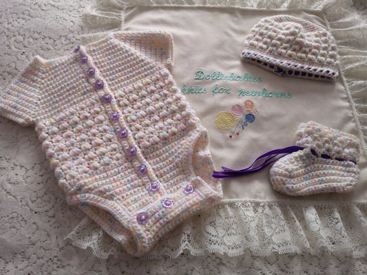 Ready Made Girl's 3-6 Months Crocheted Bodysuits - DollieBabies