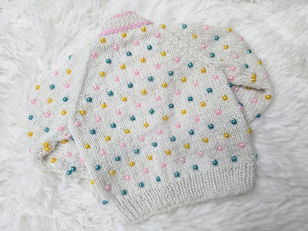 Customer photo of 2 Colour Border Baby Cardigan Knitting Pattern PDF 29