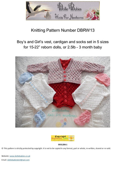 Baby Bodysuit and Cardigan Knitting Pattern PDF 13 - DollieBabies