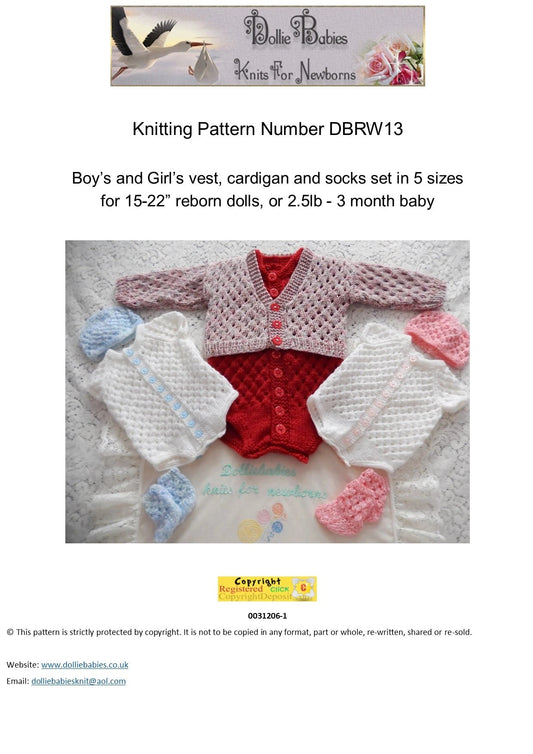 Baby Bodysuit and Cardigan Knitting Pattern PDF 13 - DollieBabies
