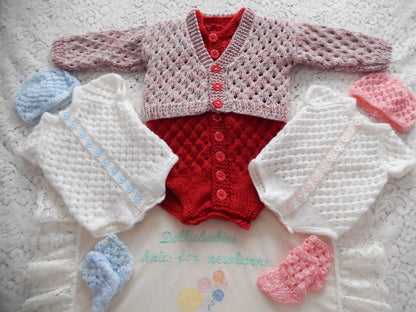 A knitting pattern for a baby vest with matching cardigan - DollieBabies