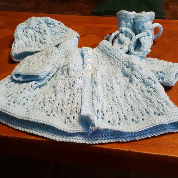 Customer photo of Sideways Yoke Matinee Set Knitting Pattern PDF 71