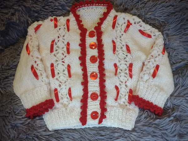 Customer photo of Ribbon Baby Cardigan Knitting Pattern PDF 110
