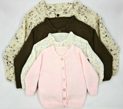 Child Classic Round Neck Cardigan Knitting Pattern PDF 128 - DollieBabies