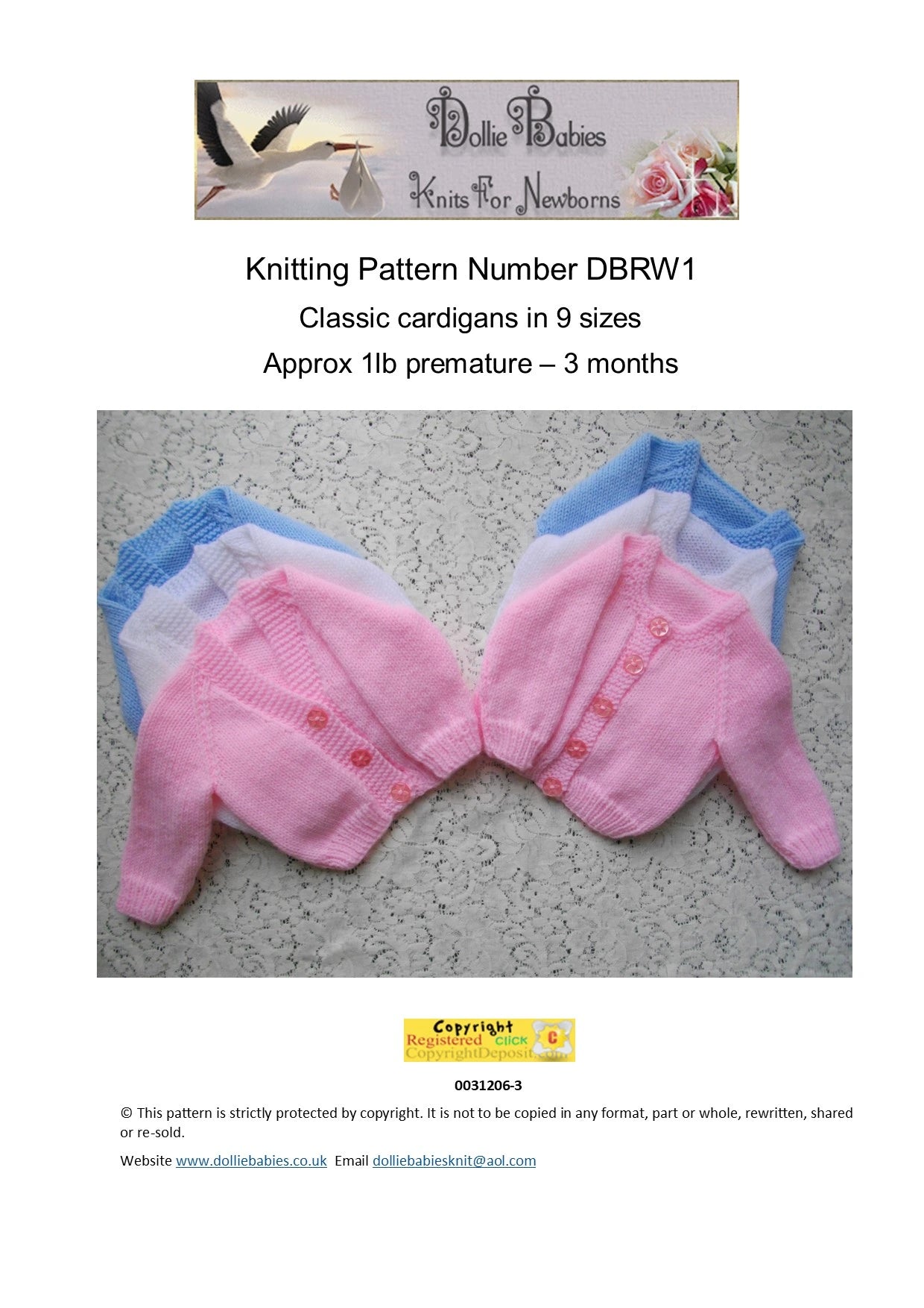 Classic Baby Cardigan Knitting Pattern PDF 1 - DollieBabies