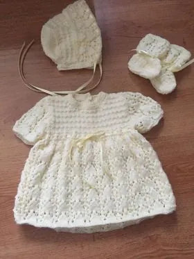 Customer photo of Lacy Baby Dress Set Knitting Pattern PDF 50
