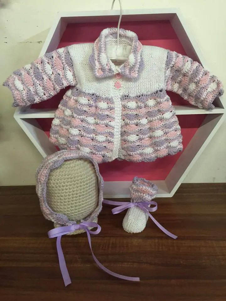 Crochet and Knit Pattern 1 Girls Matinee Set - DollieBabies