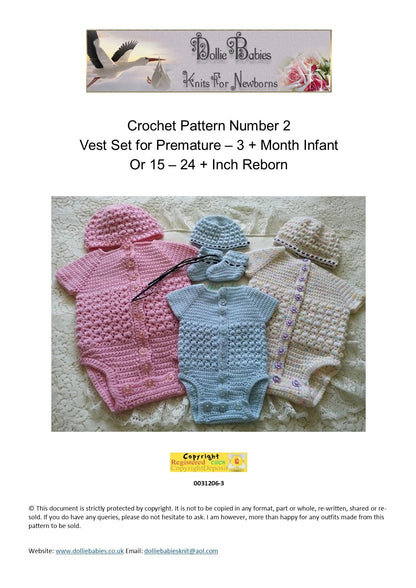 Printed Crochet Pattern 2 – Unisex Bodysuit Set - DollieBabies