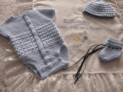 Printed Crochet Pattern 2 – Unisex Bodysuit Set - DollieBabies