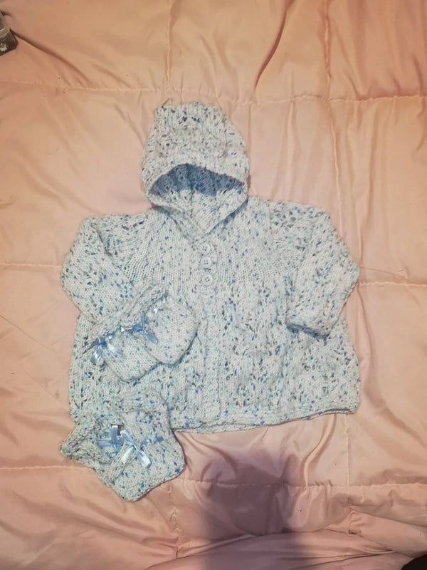 Customer photo of Unisex Hooded Pram Set Knitting Pattern PDF 95