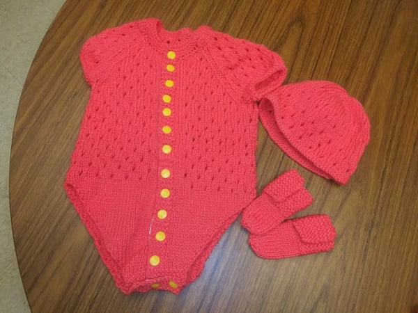 Customer photo of 3-6 Months Baby Bodysuit Set Knitting Pattern PDF 45