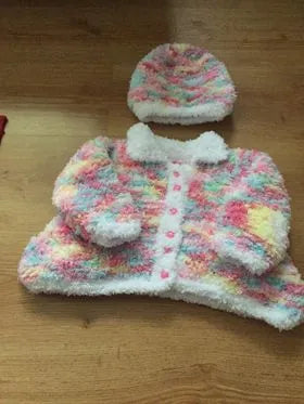 Customer photo of Baby Girls Fluffy Coat Knitting Pattern PDF 107