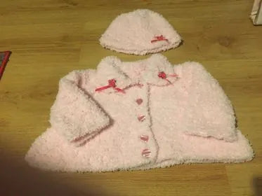 Customer photo of Baby Girls Fluffy Coat Knitting Pattern PDF 107