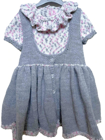 Flared Baby Pinafore Dress Set Knitting Pattern PDF 127 - DollieBabies