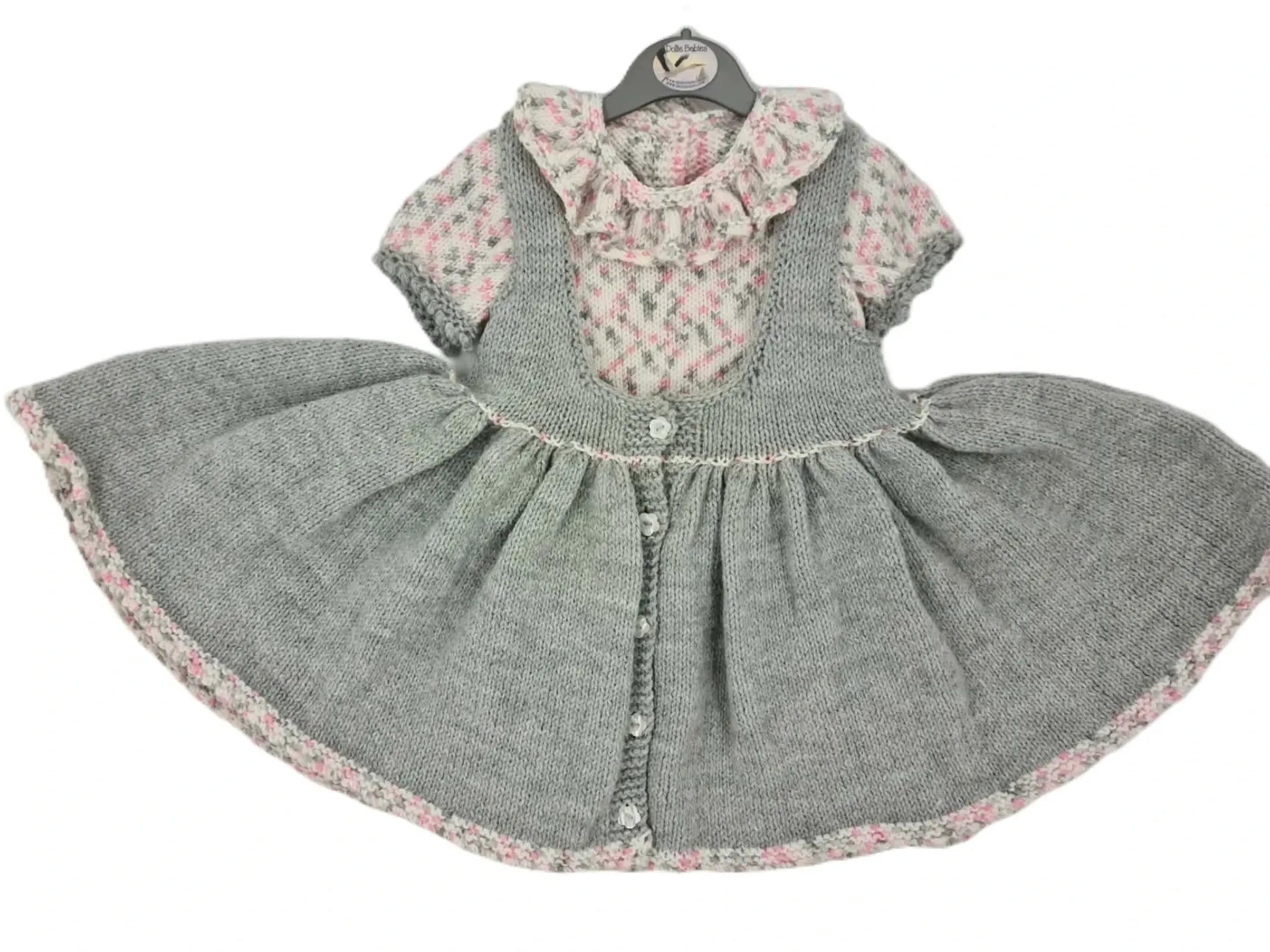 Flared Baby Pinafore Dress Set Knitting Pattern PDF 127 - DollieBabies