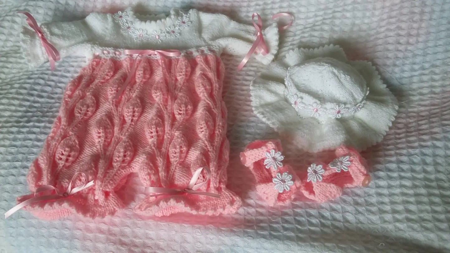 Flower and Leaf Romper Knitting Pattern PDF 38 - DollieBabies