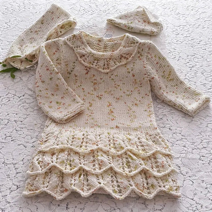 Hand Knitted 6 - 9 Month Baby Pixie Dress - DollieBabies