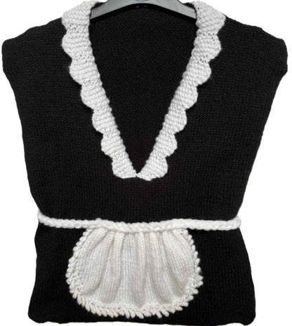 Knitting for the home: a fun peg bag knitting pattern designed to look like a housemaid's outfit - DollieBabies