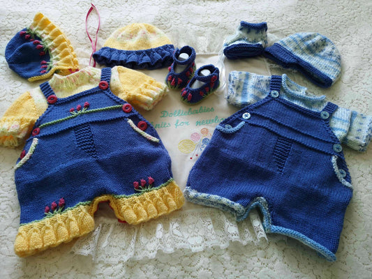 PDF Knit Patt 78 – Boys & Girls Dungaree Shorts Set - DollieBabies