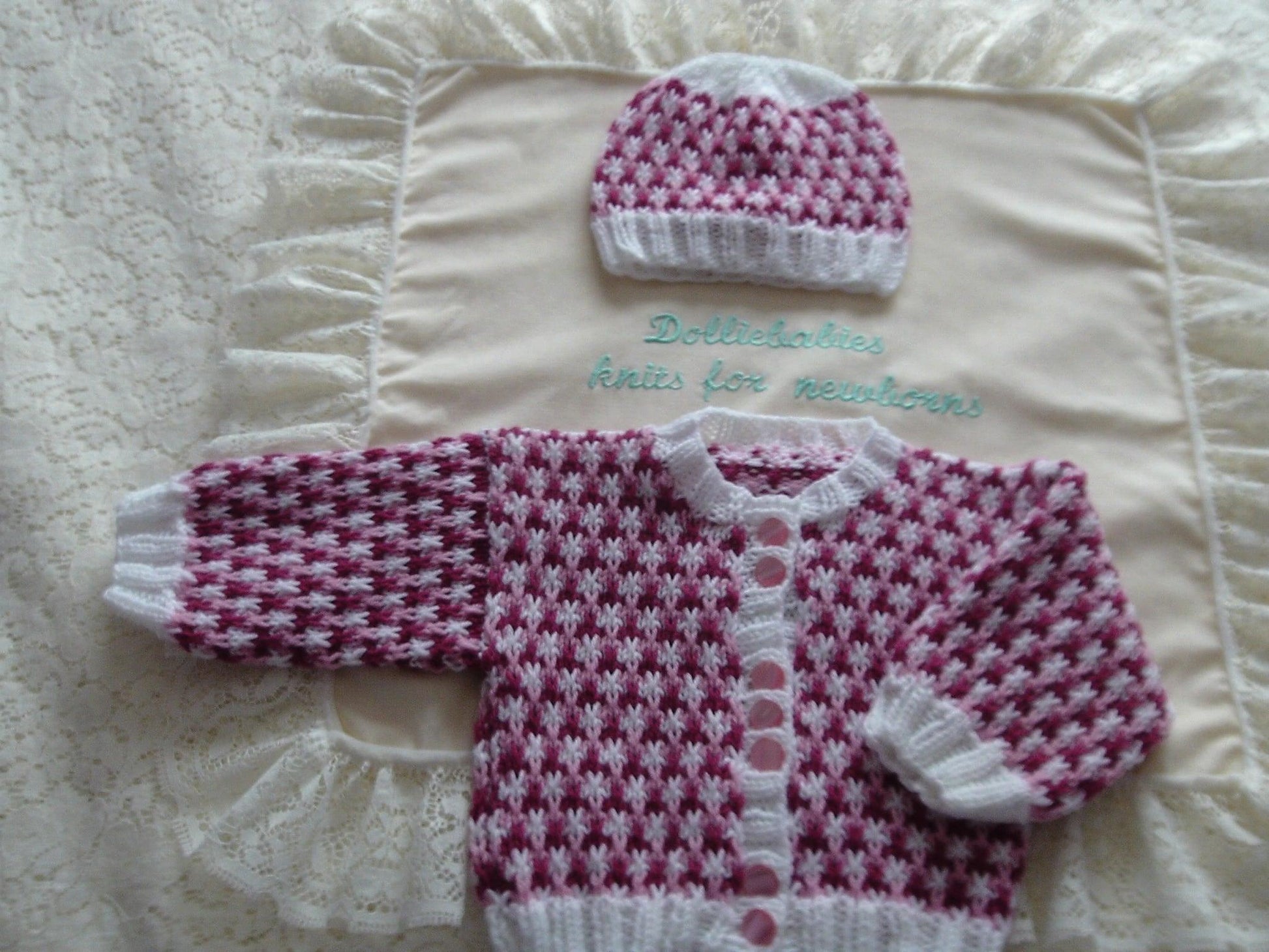 Ready Made Knitted 0-3 Month Multi-Coloured Mixed Twin Cardigans - DollieBabies