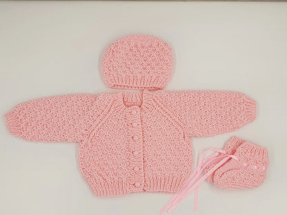 Printed Knitting Pattern 82 – Waffle Stitch Cardigan Sets - DollieBabies