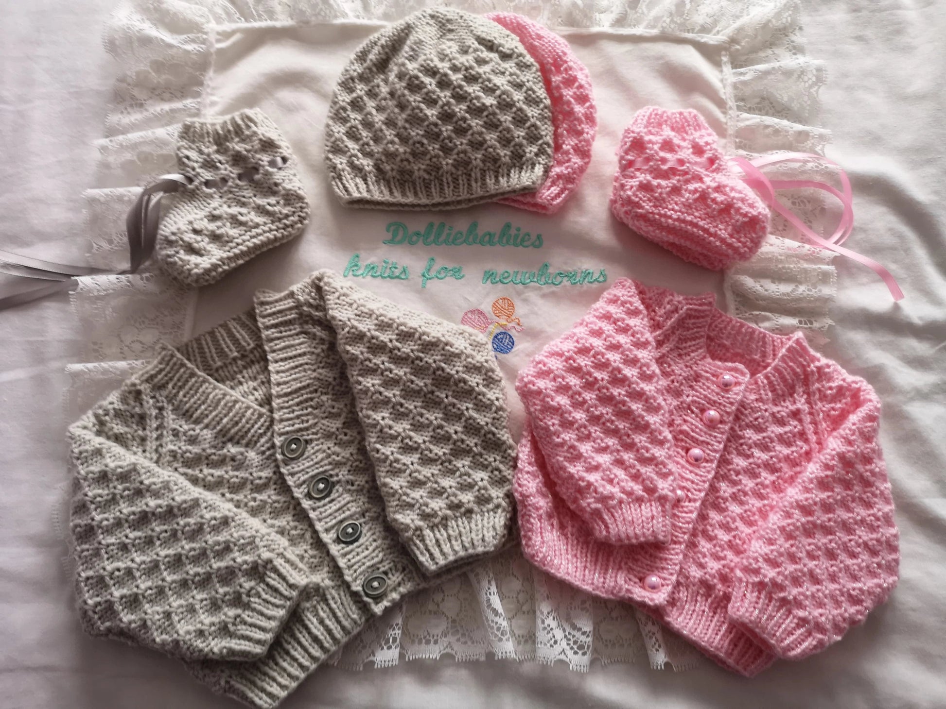 Printed Knitting Pattern 82 – Waffle Stitch Cardigan Sets - DollieBabies