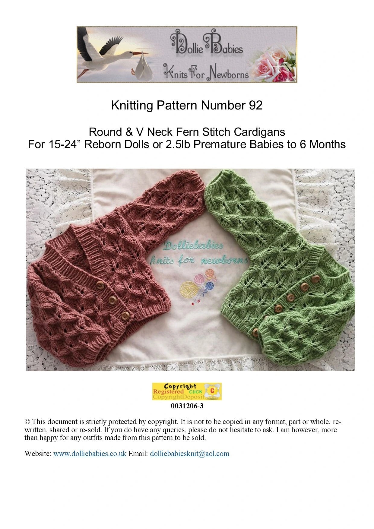 Printed Knitting Pattern 92 – Autumn Leafy Lace Cardigans - DollieBabies