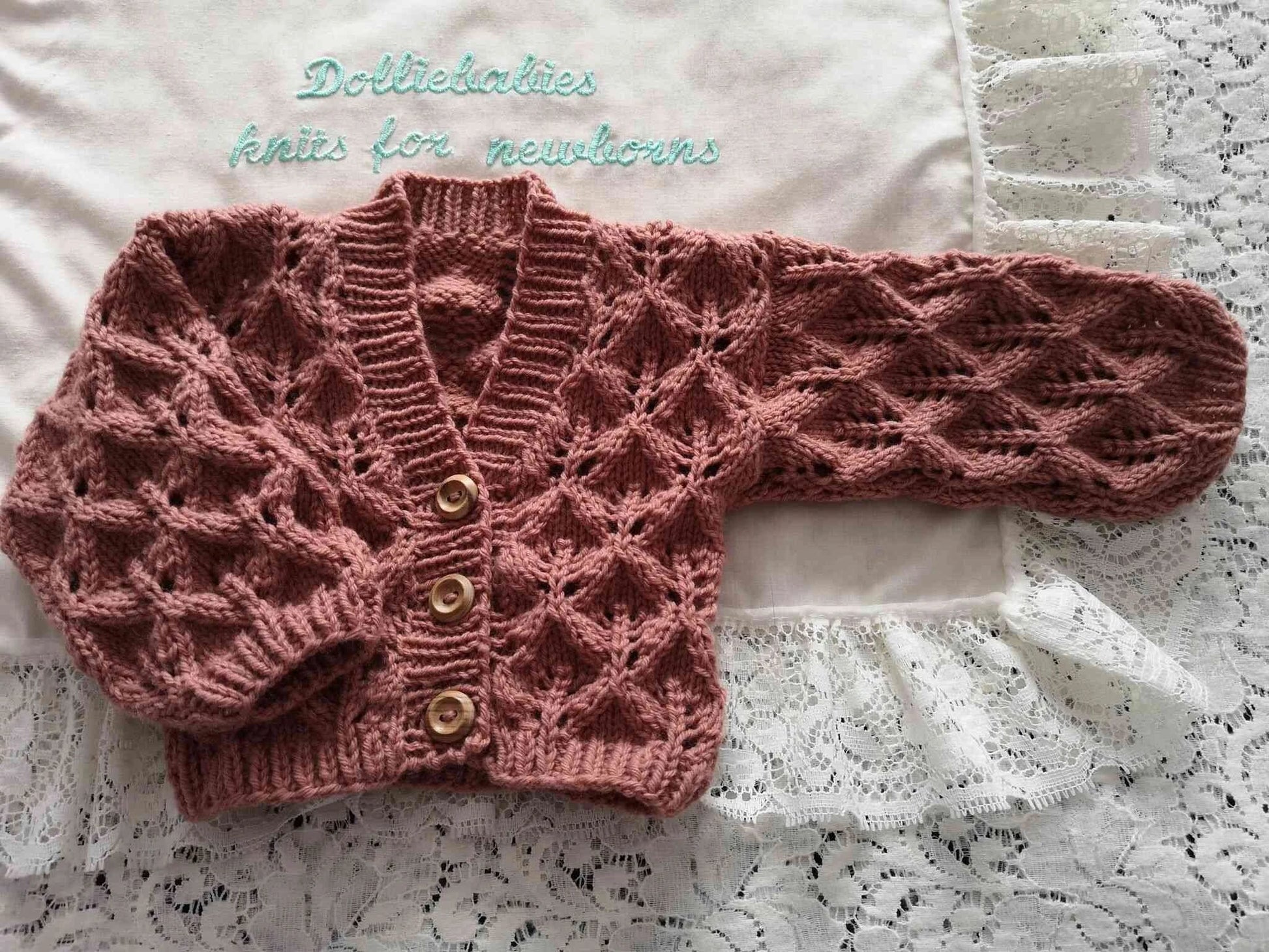 Printed Knitting Pattern 92 – Autumn Leafy Lace Cardigans - DollieBabies