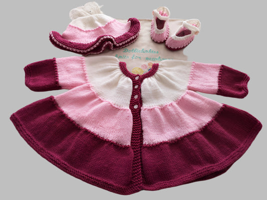 Printed Knitting Pattern 108 – Tiered Baby Coat - DollieBabies