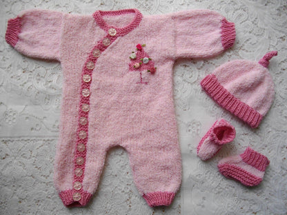 Printed Newborn Knit Pattern side fastening onesie