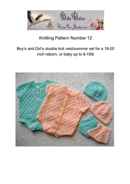 Printed Knitting Pattern 12 - Newborn Button Up Bodysuit - DollieBabies
