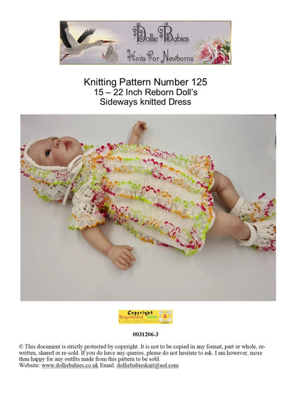 Knitting Pattern 125 Reborn Doll Dress With Eyelet Lace - DollieBabies
