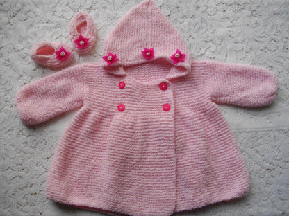 Printed Knit Pattern 17 - Double Breasted Hooded Baby Coat - DollieBabies