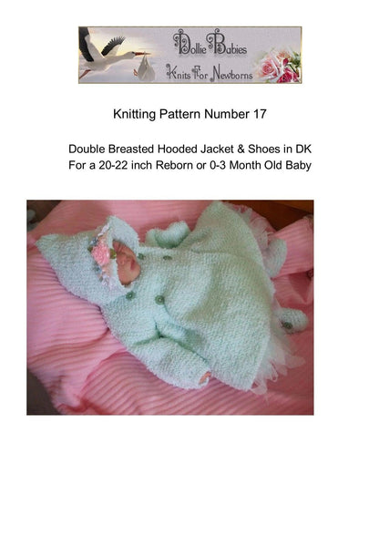 Printed Knit Pattern 17 - Double Breasted Hooded Baby Coat - DollieBabies