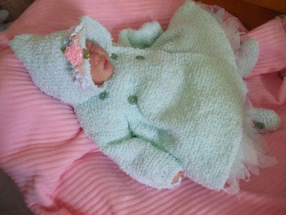 Printed Knit Pattern 17 - Double Breasted Hooded Baby Coat - DollieBabies