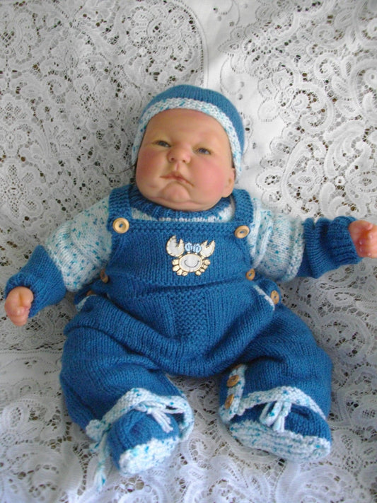 Printed Knitting Pattern 18 - Unisex Dungaree Set - DollieBabies