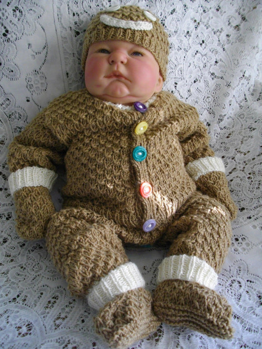 Printed Knitting Pattern 19 - Gingerbread Man Outfit - DollieBabies